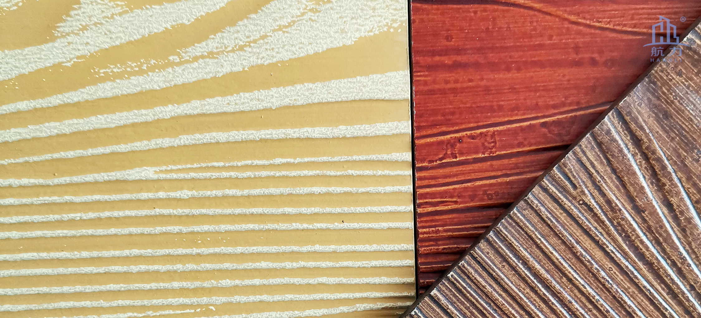 木紋水泥板系列適合于高檔別墅和居民樓房、舊房改造或者大型旅游景區(qū)、輕鋼別墅的正面，外墻和內(nèi)墻裝飾使用。鋪貼方式有披疊、干掛和直接上膠。板材的耐火性強(qiáng)，質(zhì)量輕，長(zhǎng)度可達(dá)3.05米。相比起瓷磚較為輕質(zhì)，比木板更耐用。